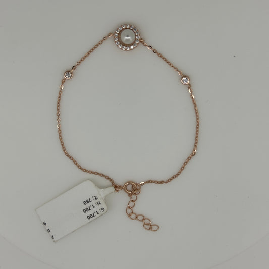 Single Pearl Rose Gold 925 Silver Bracelet