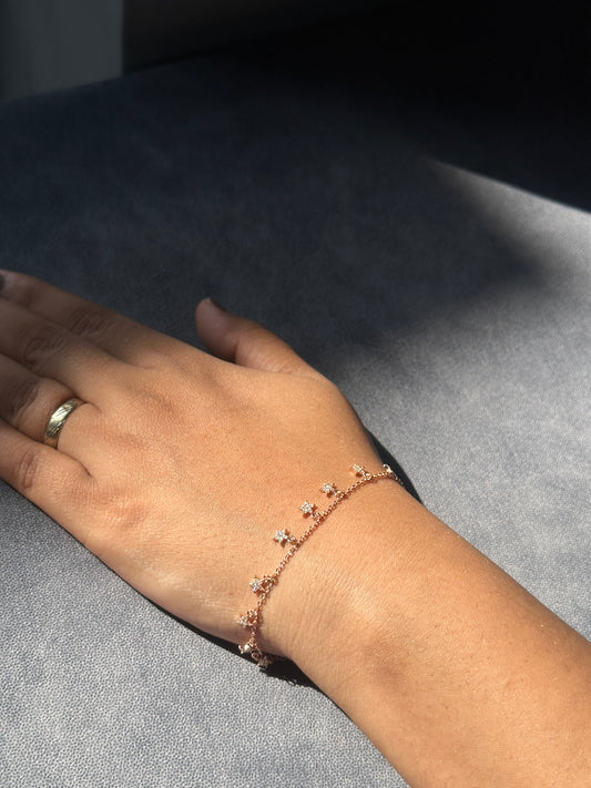 925 Silver Rose Gold Star Dropping Bracelet