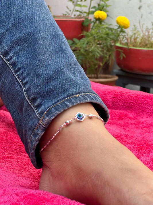 Mystic Eye Charm Anklet 925 Silver