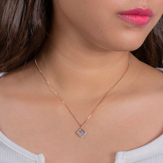 Rose Gold Diamond Square Chain Pendant