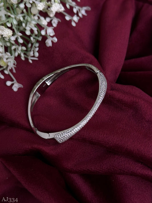 Triple Locks Brilliance: Sterling Silver Bracelet with Diamonds