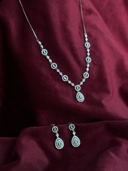 Ethereal Brilliance: Diamond Silver Necklace