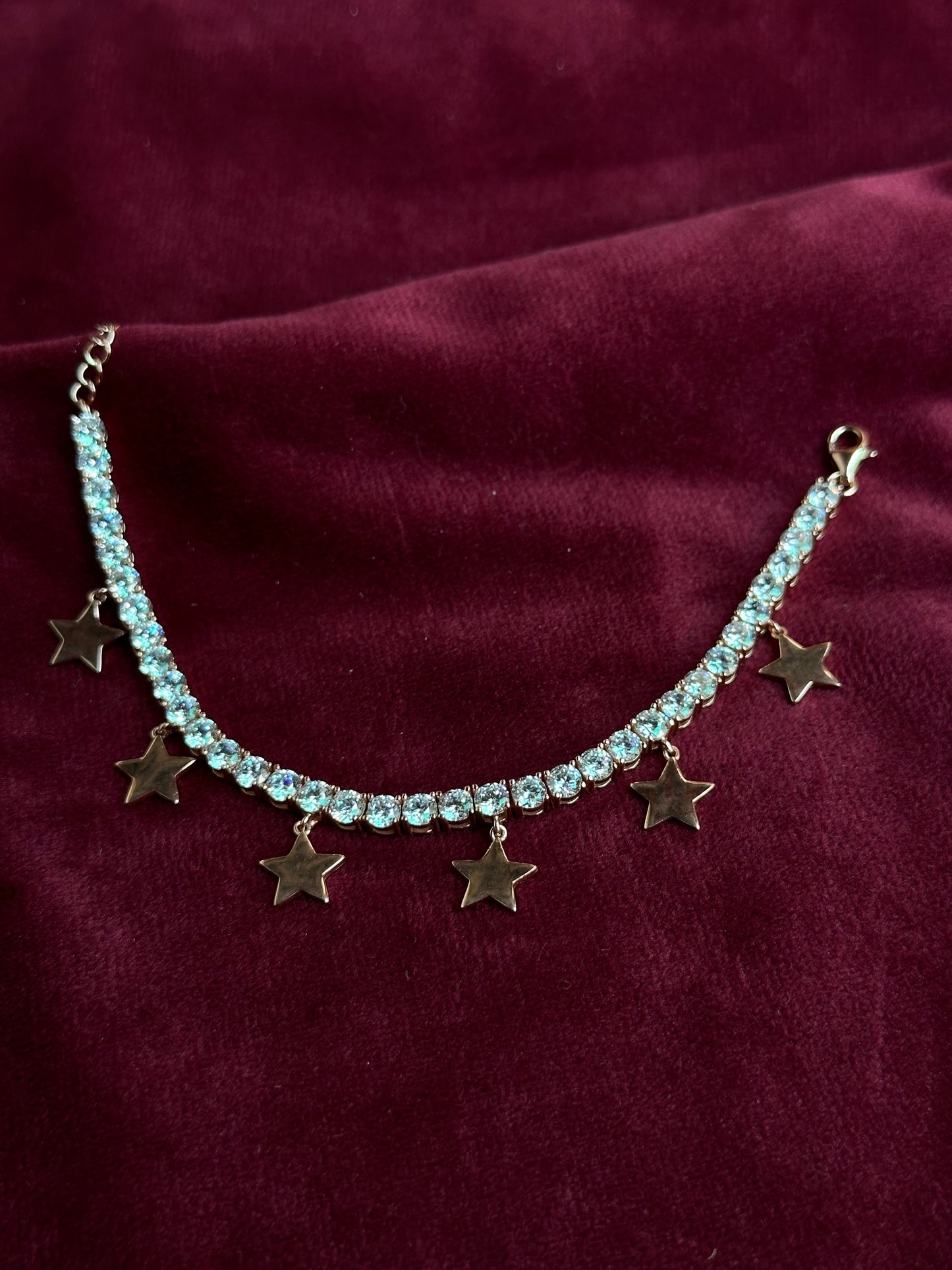 Rose Gold Star Diamond Chain Bracelet