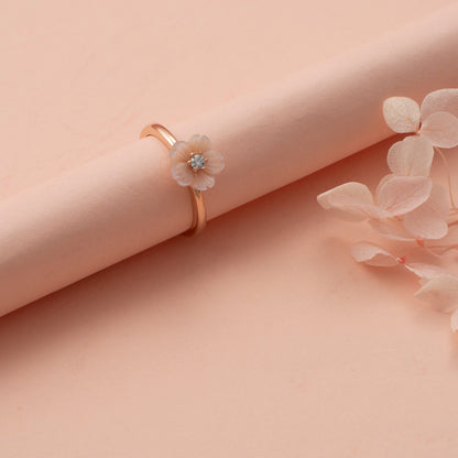 Rose Gold Floral Ring with Diamond Center