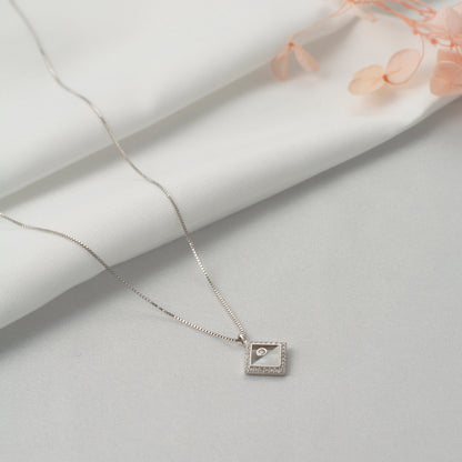 Silver Diamond Square Chain Pendant