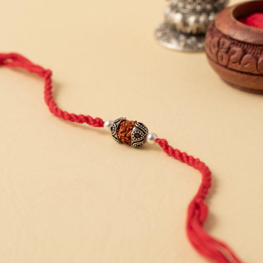 Divine Connection Silver Beaded Rakhi