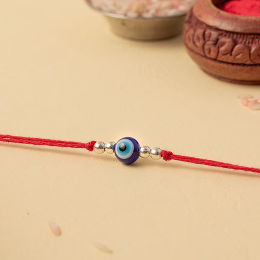 Protective Evil Eye and Silver Bead Rakhi