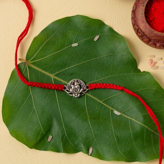 Traditional Ganesha Motif Red Rakhi