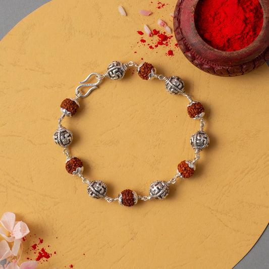 Elegant Rudraksha Rakhi Bracelet