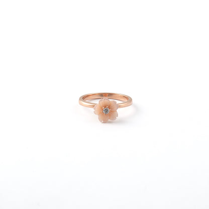 Rose Gold Floral Ring with Diamond Center