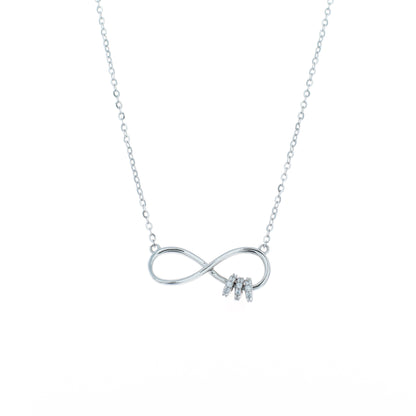 Silver Infinity Chain Pendant with Diamond Accents