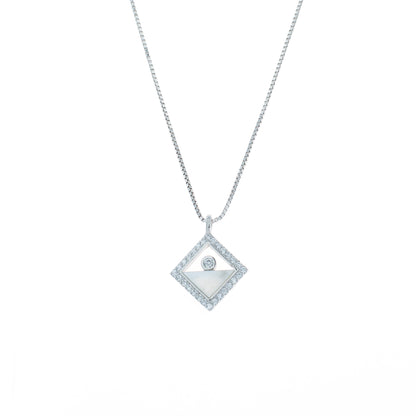 Silver Diamond Square Chain Pendant